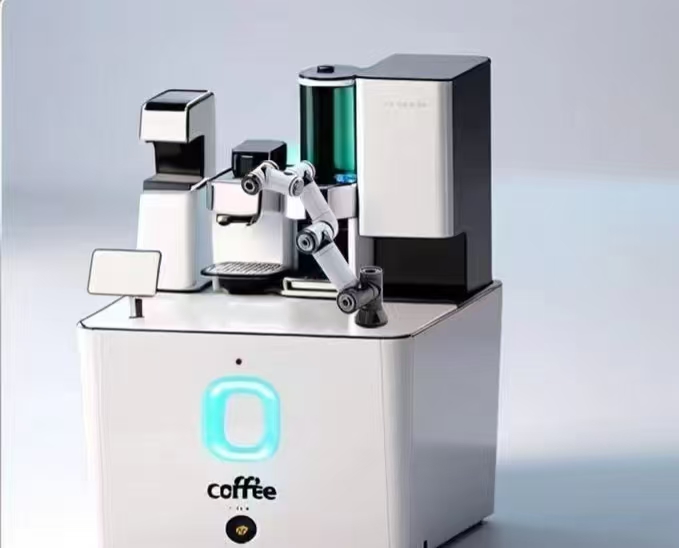 Robot coffee machine latte art